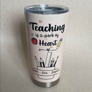 Teaching Is a Work of Heart Stainless Tumbler - Light Pink(new without tags)